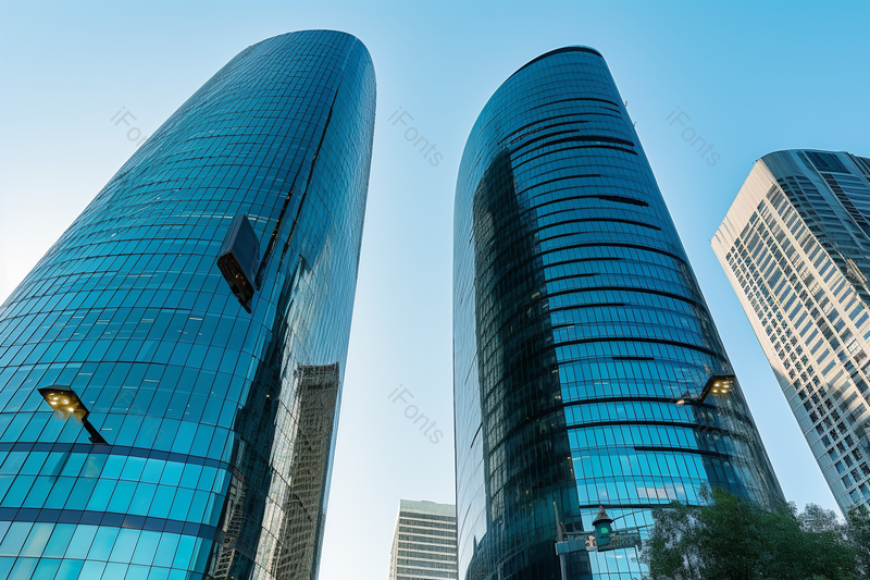 实拍蓝色天空下商务大楼写字办公楼摄影背景,高清,摄影图,摄影图片,图片大全,摄影图免费下载
